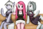  anthrofied blinkie_pie_(mlp) blue_eyes breasts cleavage clothed clothing dress equine female friendship_is_magic grey_hair group hair horse inkie_pie_(mlp) long_hair looking_at_viewer mammal my_little_pony navel open_mouth pink_hair pinkamena_(mlp) pinkie_pie&#039;s_sisters_(mlp) pinkie_pie_(mlp) plain_background pony purple_eyes straight_hair tg-0 white_background 