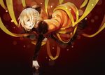  blonde_hair bow fang hair_bow kurodani_yamame long_sleeves mei_luo open_mouth puffy_sleeves short_hair solo touhou yellow_eyes 