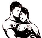  2boys black_hair cape dc_comics emblem eyes_closed hand_holding leaning lowres male male_focus monochrome multiple_boys outline red_robin simple_background sketch smile superboy superhero tim_drake yaoi young_justice 