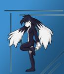  black_and_white klonoa lookin_down looking_down male monochrome nude simple_background solo 