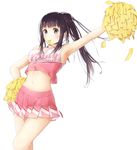  armpits bad_id bad_pixiv_id black_hair cheerleader chitanda_eru hyouka long_hair midriff mouth_hold navel nosaki_viola pom_poms ponytail purple_eyes shiny shiny_skin shirt skirt smile solo taut_clothes taut_shirt whistle 