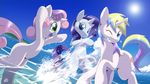  beach blue_eyes cutie_mark equine female feral friendship_is_magic hair holly_dash_(mlp) horn mammal my_little_pony oze rarity_(mlp) seaside sibling siblings sky splash sun sweetie_belle_(mlp) two_tone_hair unicorn wallpaper water wet 