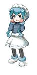  alternate_costume bangle black_legwear blue_eyes blue_hair blush bracelet coat gebyy-terar hood ikamusume jewelry long_hair mittens pantyhose shinryaku!_ikamusume skirt solo tentacle_hair winter_clothes winter_coat 