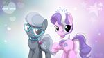  abstract_background blue_eyes cub cutie_mark diamond_tiara_(mlp) duo equine eyewear female feral friendship_is_magic fur glasses grey_fur grey_hair hair horse looking_at_viewer looking_back mammal my_little_pony mysticalpha necklace pink_fur pony purple_eyes silver_spoon_(mlp) stars tiara two_tone_hair young 