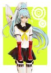  android aqua_hair axe labrys long_hair miyami persona persona_4:_the_ultimate_in_mayonaka_arena pleated_skirt ponytail red_eyes robot_joints school_uniform skirt solo very_long_hair weapon 