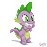  dragon feral friendship_is_magic green_eyes male my_little_pony mysticalpha plain_background purple_scales smile solo spike_(mlp) white_background young 