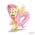 cutie_mark equine female feral fluttershy_(mlp) friendship_is_magic fur hair horse mammal my_little_pony mysticalpha open_mouth pegasus pink_hair plain_background pony scared solo white_background wings yellow_fur 