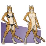  anklet bikini bracelet breasts cat chessa claws clothed clothing ears_up feline female green_eyes hand_on_hip jewelry looking_at_viewer mammal nipples nude paws piercing pussy raw-head serval skimpy skull_and_crossbones smile solo spots standing swimsuit tsaiwolf whiskers 