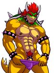  2012 abs armor balls beard bgn biceps bowser bulge cock_ring collar crossdressing hair horn huge_muscles king koopa male mario_bros muscles nintendo nipples nude pecs penis pose red_eyes red_hair reptile royalty scalie seductive shell showing_off smile solo spikes thong topless turtle underwear video_games 