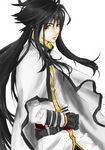  belt black_hair character_request long_hair male male_focus monochrome_factor red_eyes solo 