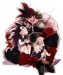  armor artist_request baby bardock black_hair blush child cigarette clenched_teeth dragon_ball dragonball_z embarrassed eyebrows family father_and_son looking_at_viewer male male_focus multiple_boys muscle raditz sitting smoke smoking son_gokuu spiked_hair sweatdrop tail teeth thick_eyebrows v young younger 