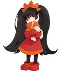  ashley_(warioware) big_hair black_hair long_hair pantyhose rani red_eyes solo stuffed_animal stuffed_bunny stuffed_toy twintails warioware 