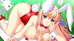  amasaka_takashi animal_ears blonde_hair bunny_ears bunnygirl cleavage game_cg koi_mekuri_clover long_hair niina_ayami tail 