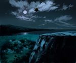  cloud floating_island forest full_moon highres moon mountain nature night night_sky no_humans river scenery sky tenkuu_no_shiro_laputa tree 