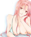  bad_id bad_pixiv_id bare_shoulders bikini bikini_top blue_bikini breast_rest breasts chin_rest enoko kuroko_no_basuke large_breasts long_hair looking_at_viewer momoi_satsuki nipple_slip nipples pink_eyes pink_hair sidelocks swimsuit upper_body 