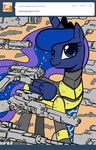  blue_hair borderlands english_text equine female feral friendship_is_magic gun hair horn horse john_joseco long_hair mammal my_little_pony pony princess_luna_(mlp) ranged_weapon smile solo text tumblr weapon winged_unicorn wings 