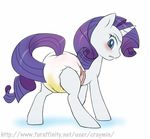  blush craymin diaper diaper_fetish equine female feral friendship_is_magic hair horn horse mammal my_little_pony open_mouth plain_background pony rarity_(mlp) solo unicorn urine white_background 