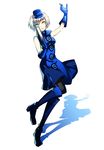  blue_skirt book boots cota elizabeth_(persona) gloves hat pantyhose persona persona_3 short_hair skirt solo thigh_boots thighhighs white_hair yellow_eyes 