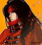  black_hair cape copyright_name final_fantasy final_fantasy_vii headband j_(onose1213) long_hair male_focus realistic red_eyes solo vincent_valentine 