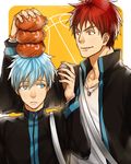  bad_id bad_pixiv_id basketball blue_eyes blue_hair kagami_taiga kanapy kuroko_no_basuke kuroko_tetsuya male_focus multiple_boys red_eyes red_hair ring_necklace school_uniform 