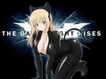  all_fours an-bl animal_ears bad_id bad_pixiv_id batman_(series) blonde_hair blue_eyes bodysuit bow breasts cat_ears catsuit catwoman catwoman_(cosplay) cleavage cosplay dc_comics fake_animal_ears hair_bow high_heels large_breasts long_hair looking_at_viewer older shoes smile solo toshinou_kyouko yuru_yuri 