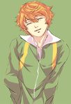  bad_id bad_pixiv_id closed_eyes male_focus orange_hair sengoku_kiyosumi shiro_(reptil) simple_background solo tennis_no_ouji-sama 