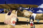  2girls animal_ears black_hair blonde_hair desert hat inagaki_mami japanese_clothes miko military military_uniform multiple_girls nontraditional_miko paint paintbrush raisa_pottgen shocked short_hair strike_witches surprised thighhighs uniform world_war_ii wwii you&#039;re_doing_it_wrong you're_doing_it_wrong zettai_ryouiki 