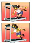  breasts cheetah comic edmol feline female gender_transformation humor mammal mtf running sweat transformation transgender treadmill 