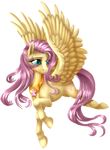  blue_eyes cutie_mark equine female feral flutterhy_(mlp) fluttershy_(mlp) flying friendship_is_magic gold hair horse kittehkatbar mammal my_little_pony necklace pegasus pink_hair plain_background pony solo transparent_background wings 