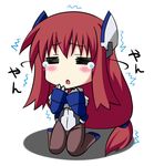  1girl black_legwear bodysuit chibi chikichikibatta closed eyes eyes_closed f_walsingham female kyoukai_senjou_no_horizon kyoukaisenjou_no_horizon minigirl red_hair solo 