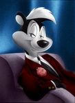  clothing flower fur jacket looney_tunes male mammal necktie pep&#233;_le_pew pep&eacute;_le_pew polecat pose shirt skunk solo suit warner_brothers 