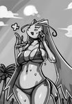  big_breasts bikini bittenhard blush breasts clothed clothing female invalid_tag inverted_nipples milotic monochrome nintendo nipple_slip nipples pok&#233;mon pok&eacute;mon seaside skimpy smile sofiya_ivanova sun sweat swimsuit video_games wide_hips 