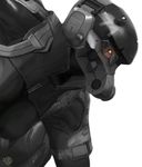  armor bodysuit bururururu frogs_(metal_gear) glowing glowing_eyes helmet metal_gear_(series) metal_gear_solid_4 science_fiction simple_background solo white_background 