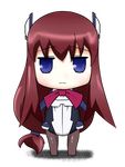  1girl black_legwear blue_eyes bodysuit chibi f_walsingham female highres kyoukai_senjou_no_horizon kyoukaisenjou_no_horizon minigirl red_hair solo 