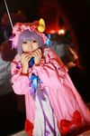  1girl asian cosplay crescent dress female hat highres long_hair patchouli_knowledge photo purple_hair solo tenshi_myu touhou 