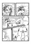  anus applejack_(mlp) black_and_white blush bucket comic cutie_mark dialog dialogue english_text equine female feral freckles friendship_is_magic horse kyokimute lesbian mammal monochrome my_little_pony pegasus plain_background pony pussy rainbow_dash_(mlp) raised_tail raising_tail spreading text tongue white_background wings 