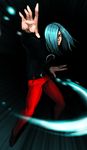  absurdres aqua_eyes aqua_hair food_fighter_441 hair_over_one_eye highres long_hair male_focus omega_symbol pants red_pants remy_(street_fighter) solo street_fighter street_fighter_iii_(series) 