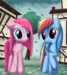  blue_fur building cloud clouds ctb-36 duo equine eye_contact female feral friendship_is_magic fur hair horse leaf mammal multi-colored_hair my_little_pony outside pegasus pink_fur pink_hair pinkie_pie_(mlp) pony purple_eyes rain rainbow_dash_(mlp) rainbow_hair tree wings wood 