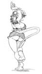  back big_breasts big_butt bracelet breasts butt claws clothed clothing dancing female greyscale hair hindpaw jewelry ken_sample long_hair mammal miniskirt monochrome paws pencils plantigrade prehensile_tail rat rodent skimpy solo thighs toe_claws toes underwear yolanda_camacho 