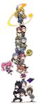  6+girls akagi_sena aragaki_ayase book carrying character_request chibi dual_persona everyone glasses gokou_hinata gokou_ruri highres hoshikuzu_witch_meruru kousaka_daisuke kousaka_kirino kousaka_kyousuke kousaka_yoshino kubocha kurusu_kanako makishima_saori meruru_(oreimo) miura_gennosuke multiple_boys multiple_girls ore_no_imouto_ga_konna_ni_kawaii_wake_ga_nai piggyback school_uniform tamura_manami thighhighs 