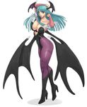  aqua_eyes aqua_hair ark bat_wings boots breasts capcom darkstalkers demon_wings morrigan_aensland pose posing spread_wings turquoise_hair vampire_(game) wings 