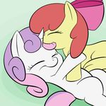  animated apple_bloom_(mlp) couple equine female friendship_is_magic horn horse lamiaaaa lesbian mane my_little_pony nom smile sweetie_belle_(mlp) unicorn 