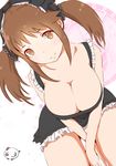  bad_id bad_pixiv_id breasts brown_eyes brown_hair cleavage downblouse dress headdress idolmaster idolmaster_cinderella_girls large_breasts lowres solo totoki_airi 