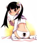  ass black_hair blush cellphone ez6 feet long_hair looking_back otonashi_meru panties petite phone red_eyes sayonara_zetsubou_sensei sitting socks solo surprised tears underwear wariza wavy_mouth white_legwear white_panties 