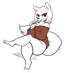  bottomless canine chubby cute female fluffy_tail mammal mangneto pen plain_background red_eyes sitting sketch sweater thick_thighs white_background 