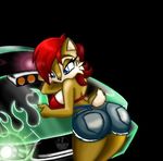  bent_over big_butt blue_eyes bra butt car chipmunk female goblinhordestudios hair k9wolf mammal red_hair rodent sally_acorn sega sonic_(series) thong underwear 