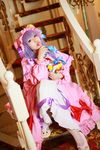 1girl asian candy cosplay crescent dress female hat highres lollipop long_hair patchouli_knowledge photo purple_hair solo tenshi_myu touhou 