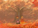  absurdres aki_minoriko aki_shizuha autumn hei_(qijuzi) highres holding_hands multiple_girls red siblings sisters touhou 