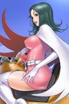  belt boots breasts cape dress elbow_gloves gatchaman gloves green_eyes green_hair helmet jun_the_swan large_breasts lips sano_toshihide short_dress sitting skin_tight solo thigh_boots thighhighs zettai_ryouiki 