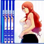  breasts camisole highres kirijou_mitsuru large_breasts long_hair looking_back midriff persona persona_3 red_eyes red_hair solo tasaka_shinnosuke 